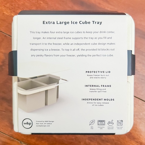 W&P Peak Silicone Extra Large Cube Ice Tray with Protective Lid | White - Picture 2 of 4